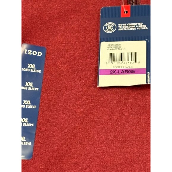 IZOD Men’s Fleece Quarter Zip Men's Pullover XXL Advantage Performance Burgundy - Picture 4 of 9